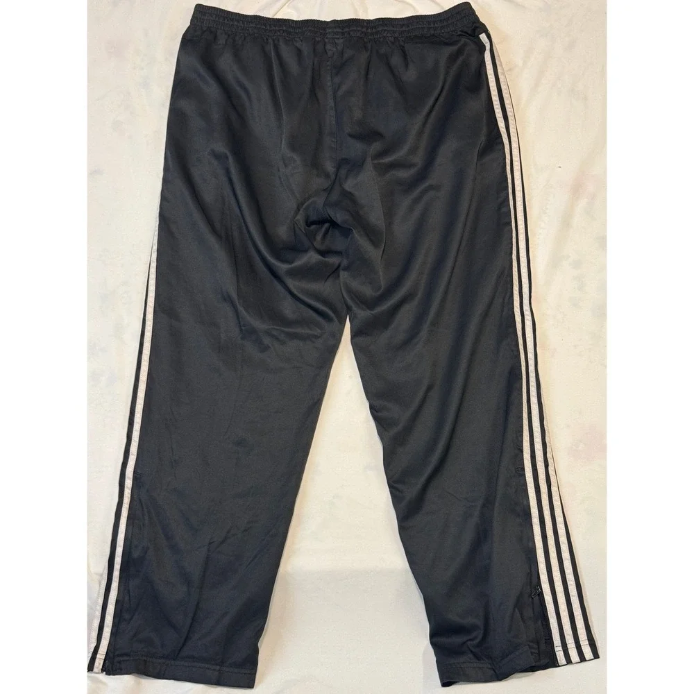 Adidas Climalite Track Pants Mens 2XL Black White 3 Stripe Athletic Gym Joggers